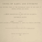 Title page of the book 'Views of Kabul and Environs' from 1881, featuring a description of its contents and authorship